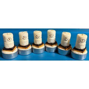 Set of 6 S'mores Theme Tealight Candles 2.25" Height (READ)